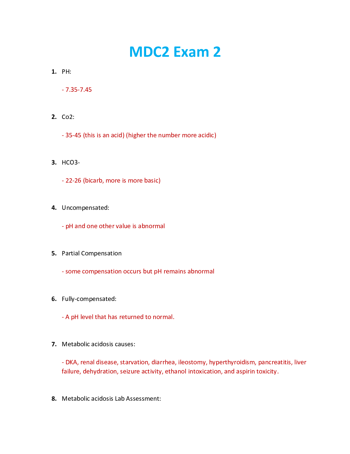 Preview image for NUR 2392 / NUR2392 Exam 2 Review: Multidimensional Care II / MDC 2 Exam 2 Review (2021/2022) Rasmussen